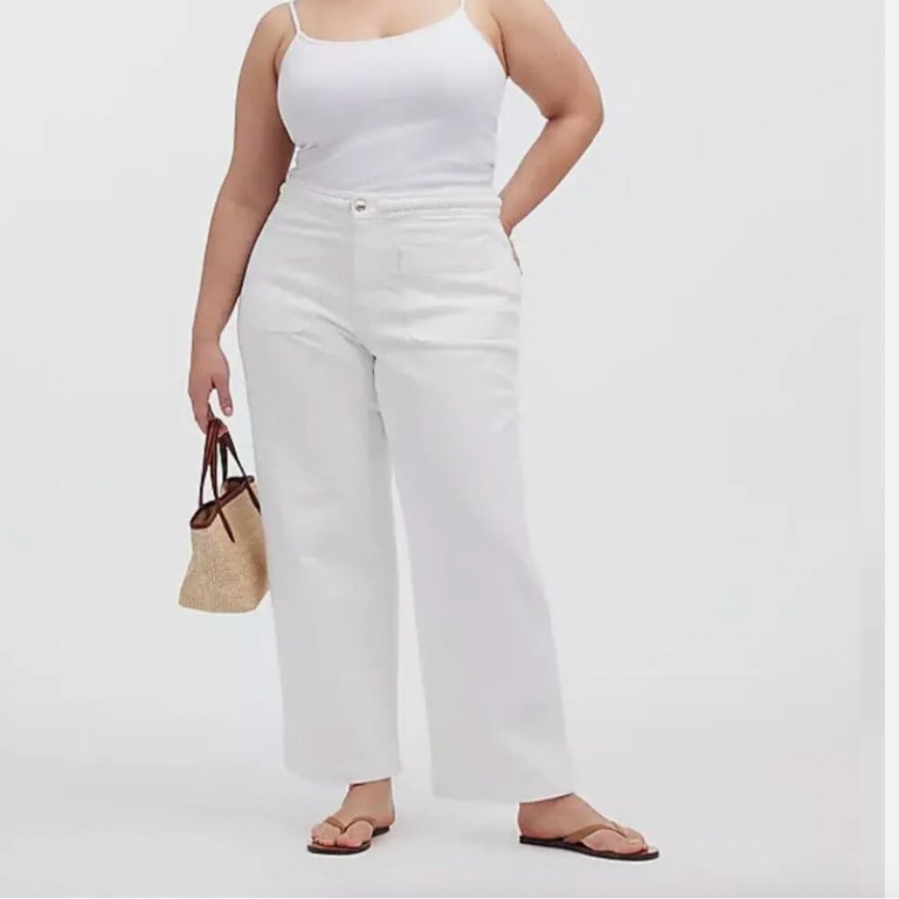 Madewell x Lisa Says Gah! The Perfect Vintage Wide-Leg Crop Jean in Eyelet White
